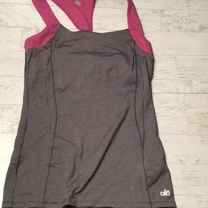 ALO Yoga Gray and Pink Racer Back with shelf bra size Small